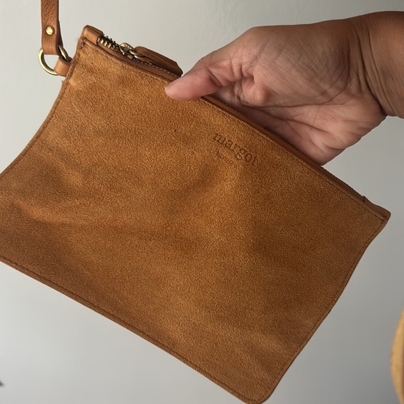 Margot New York Women's Suede Tote Bag Medium Sized Double Straps - Picture 8 of 13